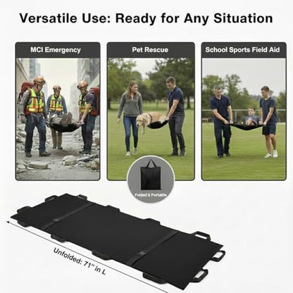Emergency Patient & Large Dog Transport Stretcher Gurney, 400 lbs - color: Black, size: One-Pack