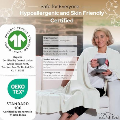 Dalisa Alina GOTS Organic Cotton Throw Blanket, White, 50x60 in - color: White, size: 50x60