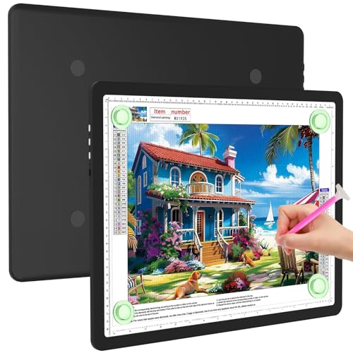 Elice Magnetic A3 Light Board for Diamond Painting, Ultra-Thin Tracing LED Light Box with Side Buttons, Super Bright Diamond Art Light Pad, Light Table for Drawing, Sketching, Weeding Vinyl - Black - color: Black, size: A3 without Carry Bag