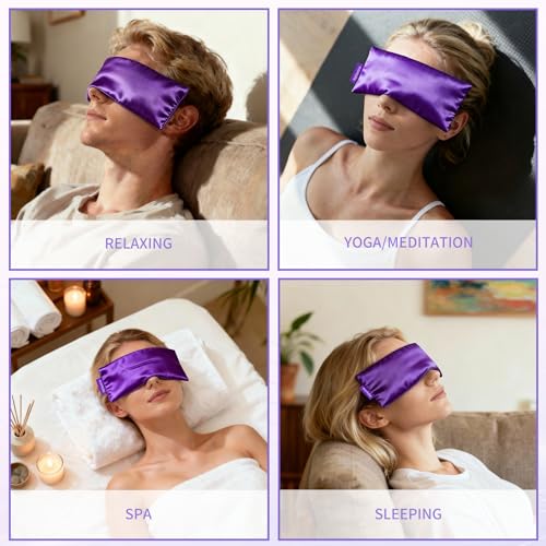 Lavender Weighted Eye Pillow for Relaxation, Yoga, Sleeping, Lavender Eye Mask with Natural Flaxseeds & Lavender for Headache, Sinus, Dry Eyes Relief, Meditation Accessories with Aromatherapy, 6PK