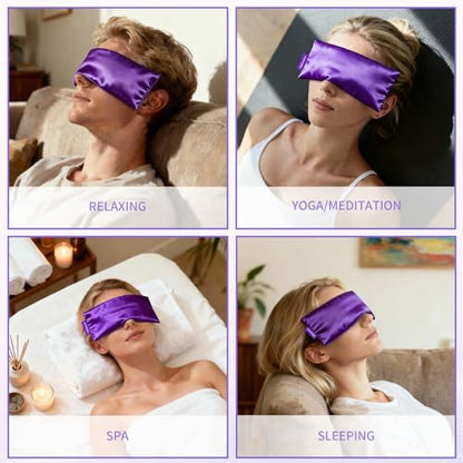 Lavender Eye Pillow for Relaxation, Yoga, Sleeping, Washable Weighted Eye Mask with Natural Flaxseeds & Lavender for Headache, Sinus, Dry Eyes Relief, Meditation Accessories, 2PK