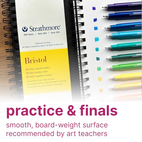 Strathmore 300 Series Bristol Paper Art Book, Smooth Texture Black Hardcover & Side Wire Binding, 24 Sheets, White, 8.5x11 inch, 1 Count - size: 8.5x11 inch, style: Bristol