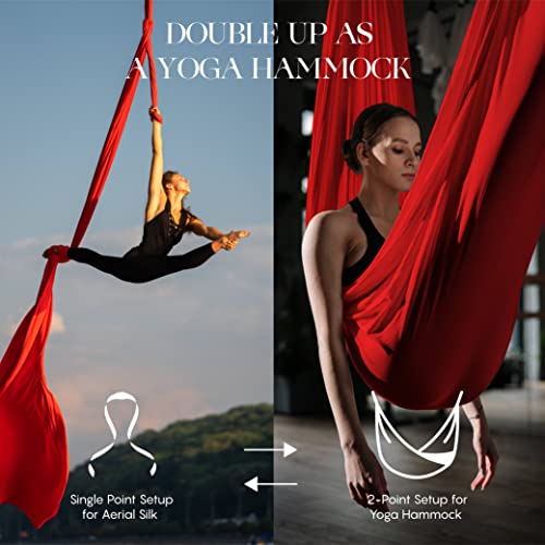 Aerial Silks Yoga Hammock Kit, 11 Yards, Hardware and Swivel - color: Lavender