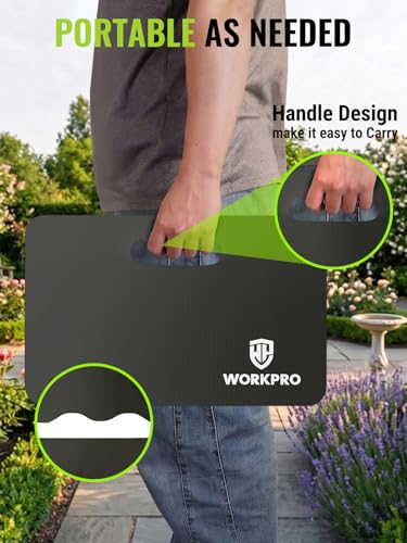 WORKPRO 매우 두꺼운 무릎 패드, 44.5 x 27.9 x 3.8cm(17.5 x 11 x 1 - color: 블랙., size: 1팩