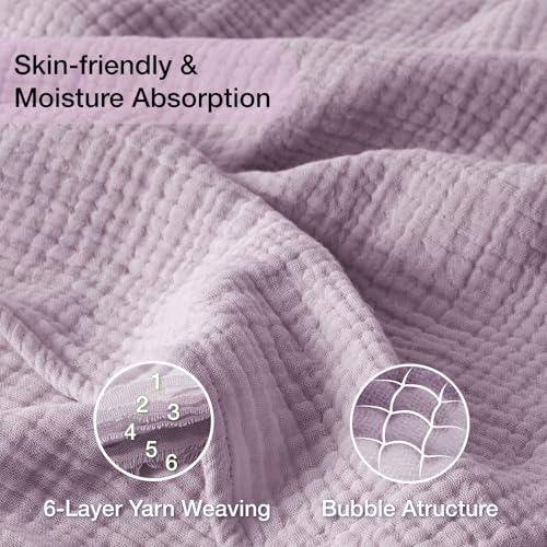 100% Cotton Muslin Blanket 40" x 40", Breathable and Lightweight Cotton Throw Blankets, Soft Cooling Summer Gauze Blanket for All Season, Lavender - color: 04 - Lavender, size: Baby ( 40"x40")