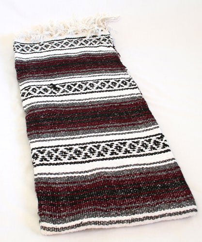 Maroon Burgundy Quality Hand Woven Classic Mexican Yoga SYFT Blanket Large Throw000011