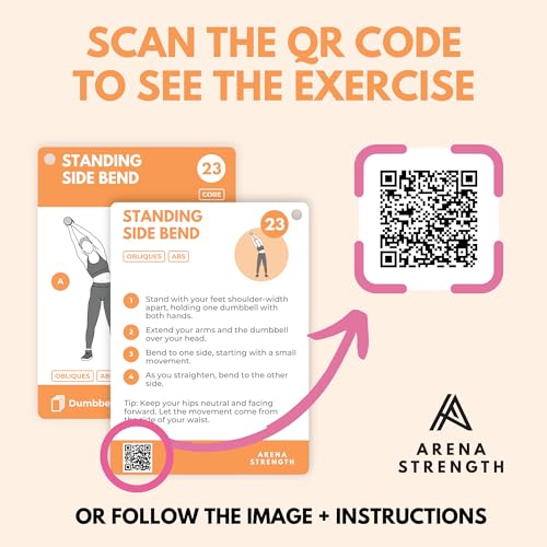 Arena Strength Workout Cards - Instructional Fitness Deck for Booty Band Workouts, Beginner Fitness Guide for Resistance Band Training Exercises at Home. Includes Workout Routines. - style: Dumbbell (Part 1)