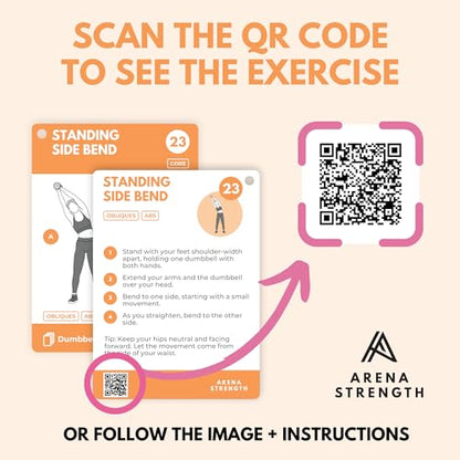 Arena Strength Workout Cards - Instructional Fitness Deck for Booty Band Workouts, Beginner Fitness Guide for Resistance Band Training Exercises at Home. Includes Workout Routines. - style: Dumbbell (Part 1)