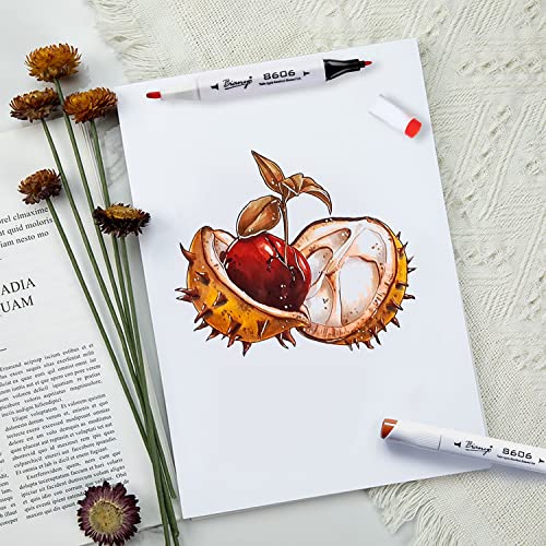 Bianyo Bleedproof Marker Paper Pad, A4(8.27"X11.69"), 50 Sheets, 18 LB / 70 GSM, Glue-Bound, 100% Cotton, White, Ideal for Use with Markers and Ink Mediums - size: A4(8.27*11.69"), 50 sheets