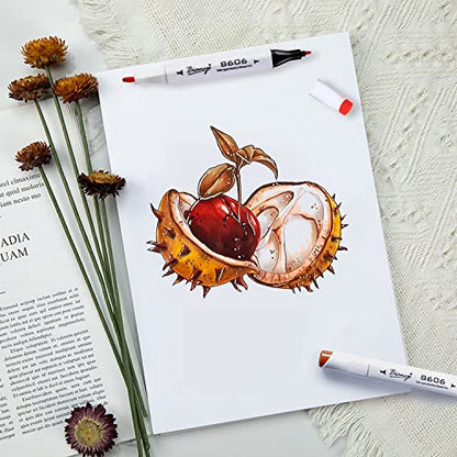 Bianyo Bleedproof Marker Paper Pad, A4(8.27"X11.69"), 50 Sheets/Pad, Pack of 2 Pads, 18 LB / 70 GSM, Glue-Bound, 100% Cotton, White, Ideal for Use with Markers and Ink Mediums - size: A4(8.27*11.69"), 100 sheets