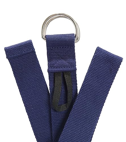 Everyday Yoga Strap with Metal D-Ring Athletic Stretching, 6ft/8ft/10ft | Durable Stretching Strap, Flexibility Training, Exercise & Fitness For Yoga, Pilates, Physical Therapy, Gym, Unisex-Adult - color: True Navy, size: 10 Foot