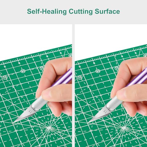Headley Tools 17"x17" Rotating Cutting Mat, Self Healing Mat with 360-Degree Rotation & Anti-Slip Base, Sewing Board Cutting Mat Perfect for Fabric Quilting Leather Hobby Project, Green - color: Green, size: 17"L x 17"W