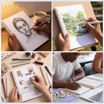 5.8 × 8.3 in Marker Paper Sketchbook, Spiral Bound Acid-Free Paper | 120gsm Drawing Paper, Anti-Bleed Double Sided Sheets, Lays Flat, Tear-Out Pages, for Markers, Pens & Acrylics - size: 5.8×8.3 Inch (1 Pack)