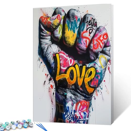 Scrawl Paint by Number DIY Painting White Background Paint by Numbers for Adults amd Beginners Hyper Realistic Oil Painting on Canvas with Brushes Acrylic Paints Playful 16''x20'' (DIY Framed) - color: Artwork-03, size: 16''Wx20''H(DIY frame)