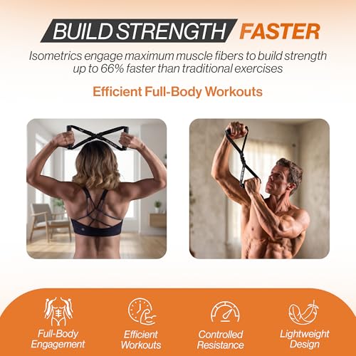 Bullworker ISO BOW Pro Isometric Exercise Equipment & Self Resistance Workout Straps - Stretching Strap with Handles, Portable Workout Equipment for Yoga, Pilates & Strength Training, Chest, Back, and Arms Workout Home Gym