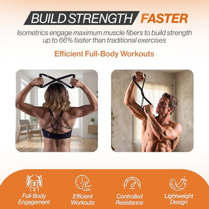Bullworker ISO BOW Pro Isometric Exercise Equipment & Self Resistance Workout Straps - Stretching Strap with Handles, Portable Workout Equipment for Yoga, Pilates & Strength Training, Chest, Back, and Arms Workout Home Gym
