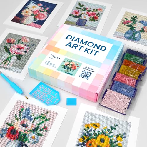 LuwoArte 6 Pack Diamond Painting Kits for Adults – Flower-Themed Diamond Art Kits – Full Drill DIY Paint Gem Art for Adults – Brilliant 5D Diamond Painting Kit – Relaxing Craft for Home Wall Décor - color: Flower Symphony