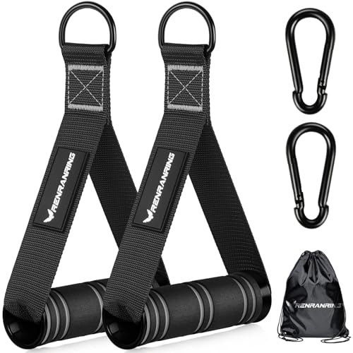 RENRANRING Gym Exercise Handles, Replacement Handle Attachments for Cable Machine Pulleys, Resistance Band and Strength Trainer, Pull Down Workout Accessories, Home Gym Add On Equipment - color: Black, Gray