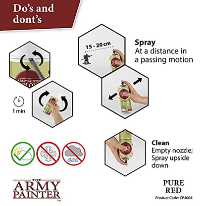 The Army Painter, Colour Primer Pure Red, 400 ml acrylic spray | Spray Paint Basecoat for Miniature Model Undercoat Priming, Plastic Wargames, DnD & Warhammer - color: Pure Red