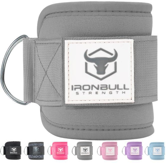 Women's Ankle Strap for Cable Machines & Resistance Bands: Gym & Home Workout Cuff Attachment for Leg Extensions, Kickbacks, Hip Abductors - Booty Exercises - color: Grey