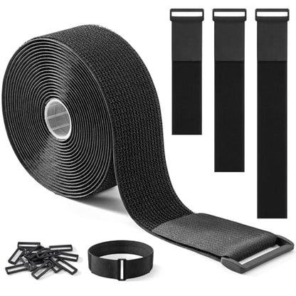 Trilancer 2''x 16Ft Heavy Duty Hook and Loop Straps with 15 Buckles | Adjustable, Cut-to-Length, Reusable Cinch Straps for Securing Cables, Hoses, Pipes, and More - size: 2'' x16Ft