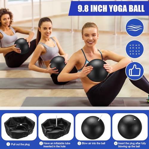 Silipull 10 Pcs Pilates Ring Blocks Set for Women Home Yoga Equipment Accessories Pilates Ring Circle and Ball Workouts Gift Include Ball Yoga Circle Resistance Bands Block Straps Gym Bag - color: Black
