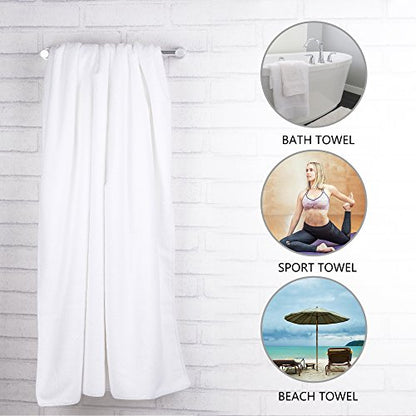 JML Large Bath Towels with Hanging Loop, 2 Pack, 30"x60", Grey | Microfiber, Soft, Absorbent, Quick Drying, Lint-free, No Fading, Lightweight - color: Grey, size: 30 in x 60 in