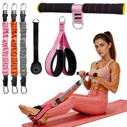 Adjustable Pedal Resistance Band, 20/30/40LBS, Door Anchor, Workout Kit