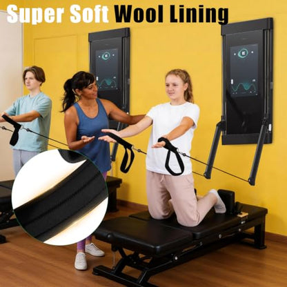 Pilates Loops Compatible with Tonal Smart Home Gym, Double Loop Soft Lined Pilates Straps with T Lock Adapter, W/Snap Hooks - color: Deep Black
