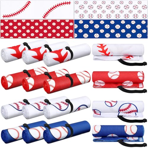 FuWeave 12 Pcs Baseball Cooling Towels Gifts 40 x 12 Inch - color: Baseball, size: 40 x 12 inches