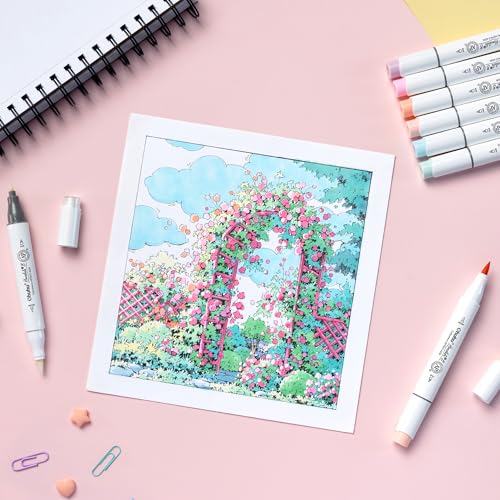Ohuhu Alcohol Markers Brush& Fine 48 Pastel Colors for Adults Cozy Coloring | AP Certified Refillable Art Marker Sweetness, Dual Tips Alcohol-based for Artists Beginners Drawing Illustration, Honolulu 2B