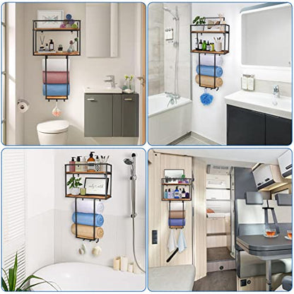 MOUGIGI Towel Rack Wall Mounted - Space-Saving Design for Small Bathrooms | Versatile Organizer for Towels, Blankets, and More - Ideal for RVs and Hotels