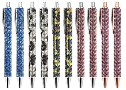 Gullor Click Ballpoint Pens, Diamond-encrusted Ball Pens, Black Ink Medium Point 1mm, for Office Supplies Gift Wedding Birthday - color: Color Set 3, style: 10 Pieces