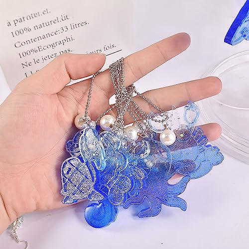 Attuslla 2 PCS Resin Earring Molds Ocean Series Pendant Resin Molds Silicone Jewelry Silicone Resin Molds Making Kits with Ear Hooks, Jump Rings for DIY Earrings, Necklace, Pendant Supplies - color: Style 2