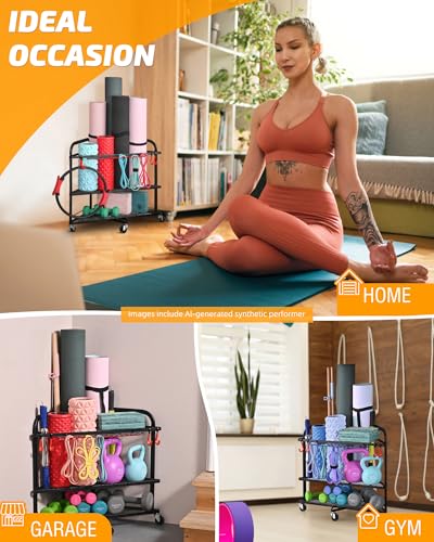 PLKOW Weight Rack for Dumbbells, Home Gym Storage for Dumbbells Yoga Mat Kettlebells, Yoga Mat Storage Rack for Garage, Home Gym