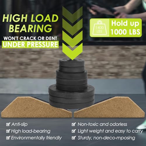 2Pcs Cork Squat Wedge Block, Non-Slip Slant Boards, Ramp Platform for Elevate Heels and Squat Support
