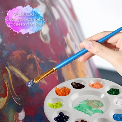 FANDAMEI Paint Brushes & Round Paint Palette Set, Paintbrushes, Synthetic Paint Brush, Brushes for Painting, Plastic Paint Tray Palettes, Paint Brushes for Acrylic Painting, Watercolor, Rock Painting - color: Blue