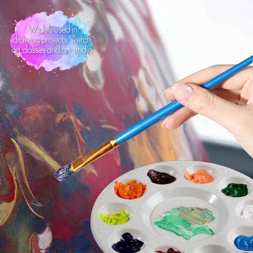 FANDAMEI Paint Brushes & Round Paint Palette Set, Paintbrushes, Synthetic Paint Brush, Brushes for Painting, Plastic Paint Tray Palettes, Paint Brushes for Acrylic Painting, Watercolor, Rock Painting - color: Blue