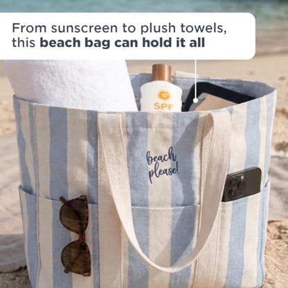 Folkulture Beach Tote Bags For Women, Beach Must Haves 2026-18x15 Inch | Waterproof,Sandproof, Large Tote Bags for Women, Swimming Pool, Beach Essentials, Simple Modern Pool Bag, Bolsos Para Mujeres - color: Beach Please