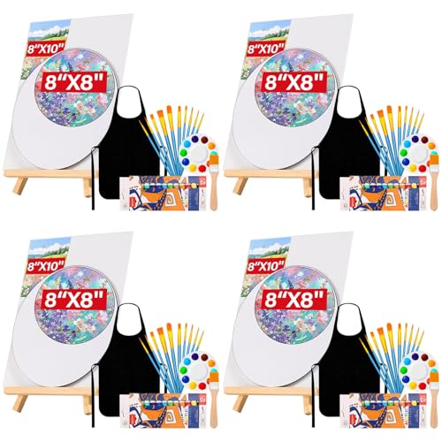 Canvas Painting Kit, 108Pcs Sip and Paint Kit for Adults Couples Date Night | 8x10 Inch Canvas with Easel Stands, Small Paint Brushes, Acrylic Paints Set Paint Party Supplies, Valentines Day Painting Kit