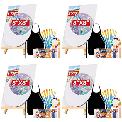 Canvas Painting Kit, 108Pcs Sip and Paint Kit for Adults Couples Date Night | 8x10 Inch Canvas with Easel Stands, Small Paint Brushes, Acrylic Paints Set Paint Party Supplies, Valentines Day Painting Kit