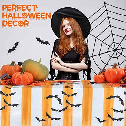MATICAN Halloween Tablecloth, 6-Pack Disposable Halloween Table Cloths, Bats Plastic Table Covers, 54 x 108 Inches, Halloween Party Decorations - color: Bats