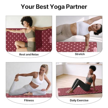ILILI Suede TPE Yoga Mat, 10mm Thick, 76" x 28" Extra Long with Strap - color: Rose Pink