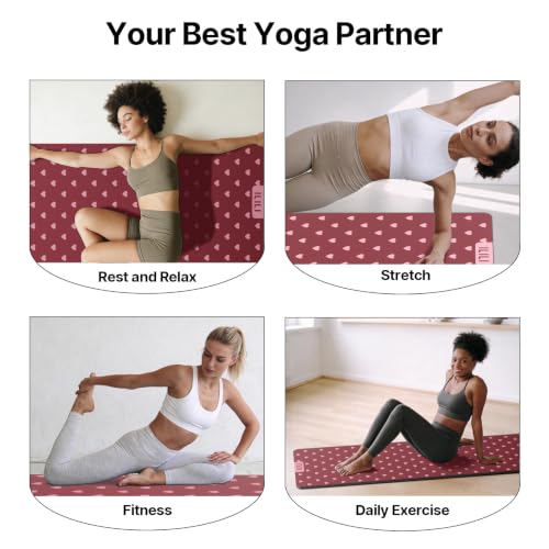 ILILI Suede TPE Yoga Mat, 10mm Thick, 76" x 28" Extra Long with Strap - color: Rose Pink