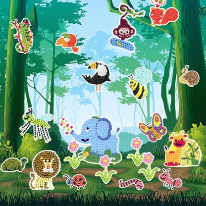 Labeol Diamond Art Kits for Kids Boys and Girls Ages 6-8-10-12 Easy to DIY Creative Diamond Art Sticker Craft by Numbers Kits for Kids and Adult Beginners (Various Animals) - style: Various animals