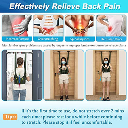 Spinal Decompression Harness Hang Upside Down Back Stretcher for Lower Back Pain Relief Lumbar Traction Device Spine Decompression Belt Bulging Herniated Disc Relief Back Stretching Device - Large - color: Large