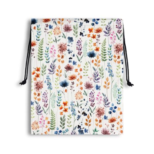 Drawstring Bag Blossom Leaf Waterproof Storage Pouch Bags for Hiking Picnic - color: Colorful Plant, size: 18"(H)*14"(W)