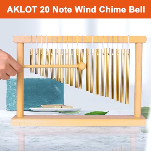 AKLOT Sound Healing Chimes Instrument Meditation 20 Note Chime Table Top Bar Chime Wind Chimes