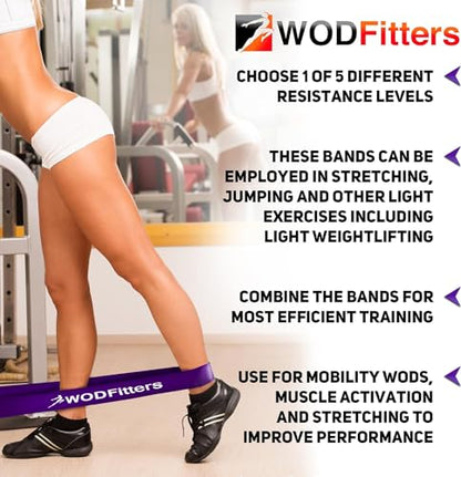 WODFitters Pro Series Pull-Up Assistance Bands – Premium Resistance Loop Bands for Assisted Pull Ups, Muscle Ups, Strength Training & Mobility – Durable Bands for Functional Fitness - color: #3 Purple 40-80 lbs