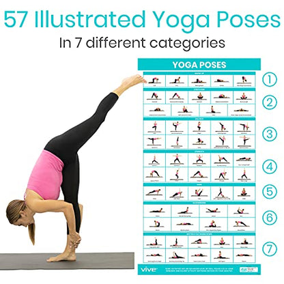 Vive 3 Pack Workout Posters for Home Gym - Yoga Poses, Stretching Exercises